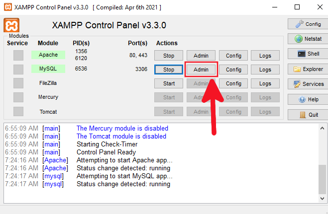 xampp-open-phpmyadmin